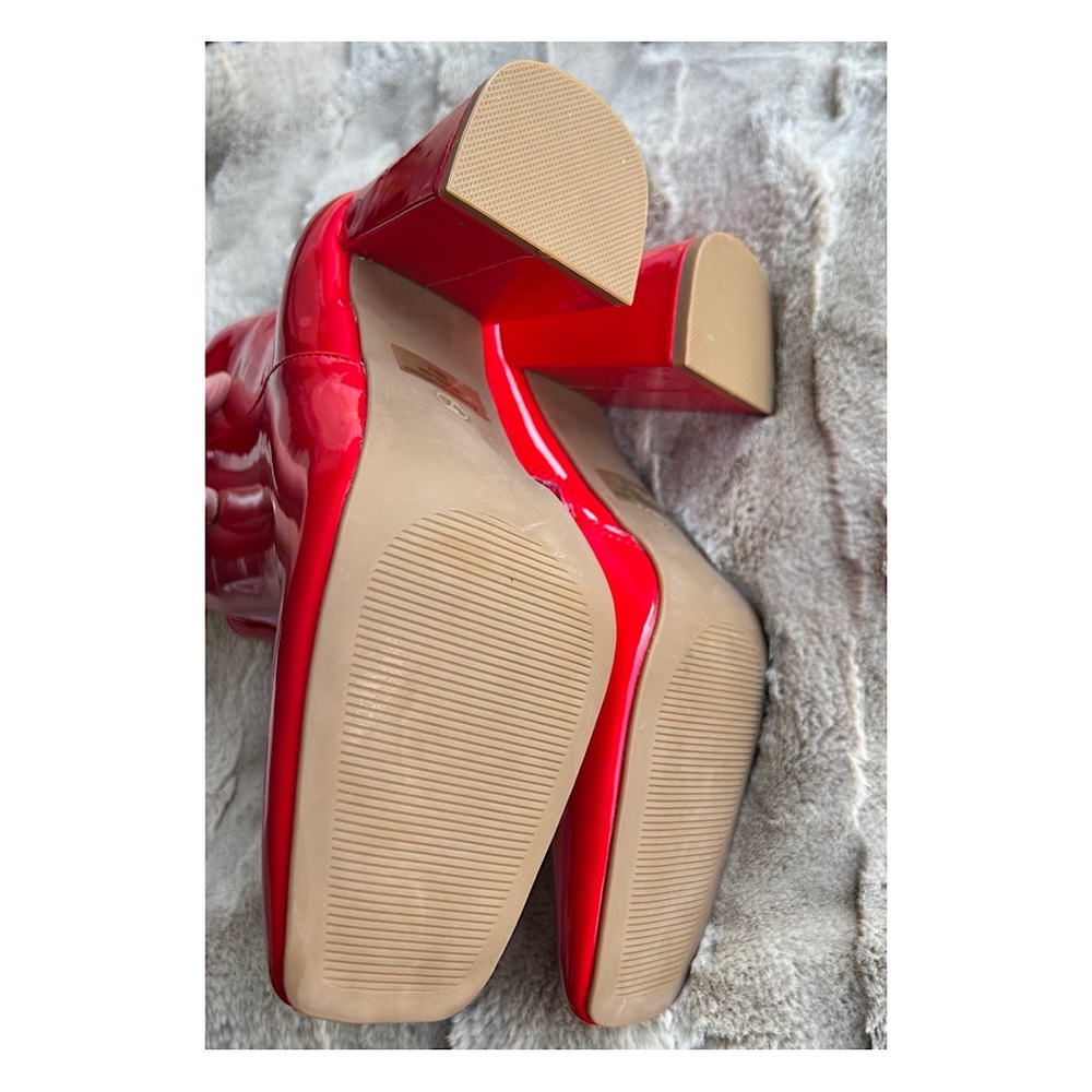 Red Patent Leather Ankle Boots - Picture 7 of 8